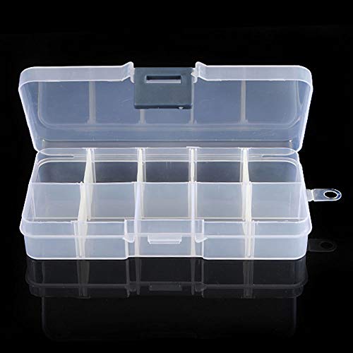 bdrsjdsb Portátil 10 Compartimentos Caja De Almacenamiento De Plástico Transparente Joyería Mini Artículos Grano Tornillo Organizador Contenedor