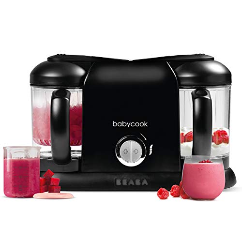 Béaba Babycook Duo Robot de cocina infantil 4 en 1, Tritura, cocina y cuece al vapor, Cocción rápida en 15 minutos, Comida casera para bebés y niños, Capacidad XXL: 2 x 200 ml, Negro