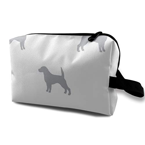 Beagle Silhouette Basic Dog Raza Tela Blanco Gris_9417 Neceser Portátil Bolsa de maquillaje Bolsa Organizador de Viajes para Mujer Niña 25,4 x 12,7 x 15,7 cm