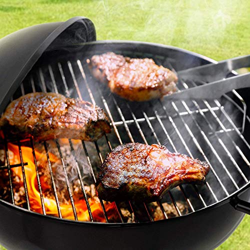 BEAU JARDIN Barbacoa portátil Esmaltada con Cesto Plegable Parrilla de Carbón Plegable con Tapa de Carbón con 4 Ruedas Soporte de 44 cm con asador para cocinar BBQ