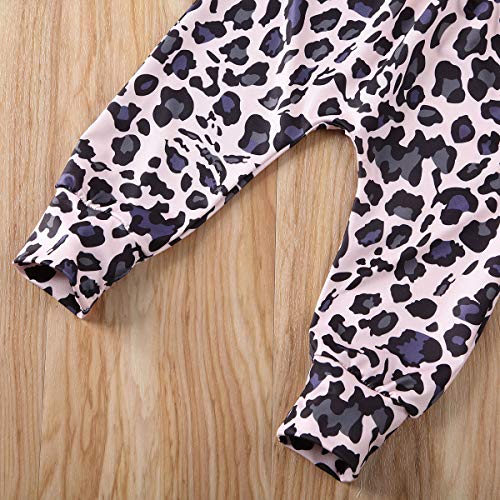 Bebé Recién Nacido 3 Piezas Ropa Camiseta de Manga Larga Pantalones Largos de Leopardo Diadema Conjunto de Otoño Primavera para Niñas Pequeñas (Negro, 2-3 Años)