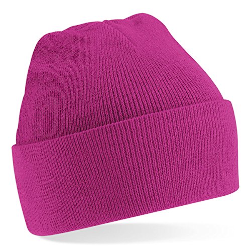 Beechfield Gorro de Punto acrílico Turn Up Adultos Unisex Rosa Fucsia Talla única