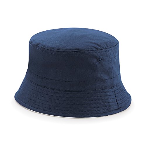 Beechfield - Gorro Playero o de Pescador Reversible Diseño clásico Unisex Hombre Mujer - Playa/Piscina (S/M) (Marino Frances/Blanco)