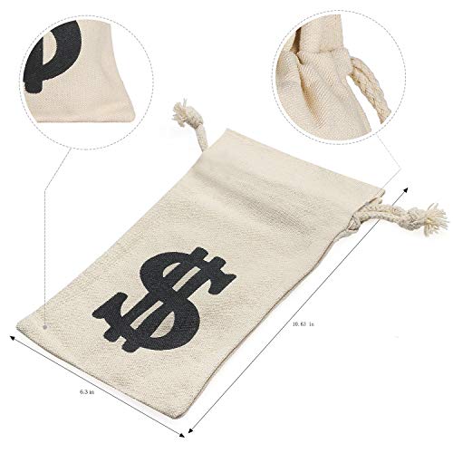 Beefunny Robber Costume Disfraces de ladrón Accesorios de Disfraces Máscara de Ojo Negro Guantes Bolsa de Dinero Bolsa Cordón Signo de dólar Símbolo para Regalo Juguete Fiesta Favor (A)