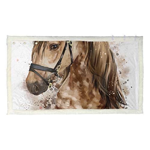 BEITUOLA Manta de Tiro multifunción,Dibujo Acuarela Cabeza De Caballo,Nuevas Mantas Personalizadas personalizadas-80 * 135cm