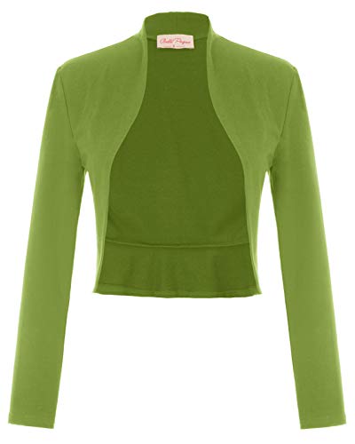 Belle Poque BP788 - Bolero de manga larga para mujer (apertura frontal) Mimbre verde (788-13). XXL