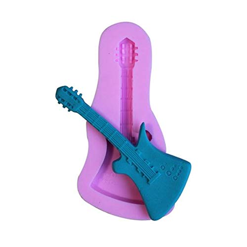 Belupai - Molde de silicona para tartas, diseño de guitarra 3D, color marrón