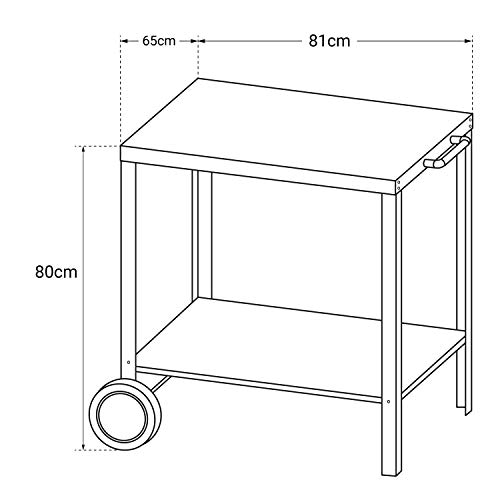 Beneffito PORTIMAO - Carro de Barbacoa - Mesa Auxiliar para Exterior en Acero INOX con Ruedas para Plancha - Dos bandejas - Negro