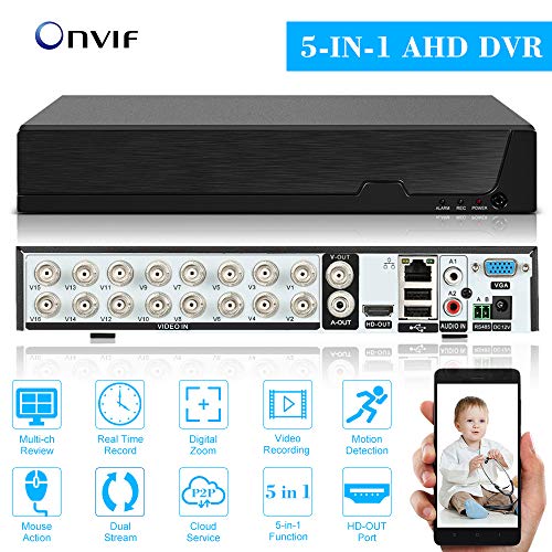 Benkeg 16CH 1080P Full HDD híbrido AHD/ONVIF IP/Analógico/TVI/CVI/DVR Grabador de Video Digital CCTV DVR P2P Monitoreo Remoto (SIN Disco Duro)