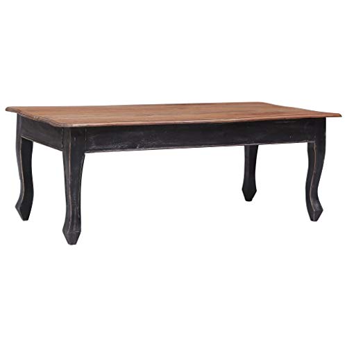 Benkeg Estilo Francés Mesa De Centro De Madera Maciza De Caoba Negra Y Marrón 120X60X45 Cm, Mesa para Sofá Mesas De Salón