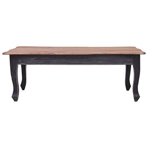 Benkeg Estilo Francés Mesa De Centro De Madera Maciza De Caoba Negra Y Marrón 120X60X45 Cm, Mesa para Sofá Mesas De Salón