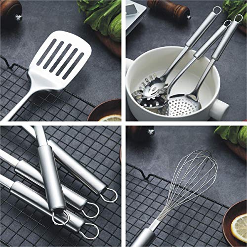 Berglander Utensilio de cocina de acero inoxidable de 12 piezas con 1 soporte, cuchara de cocina, utensilios de cocina Utensilio de cocina con soporte. (13 piezas)