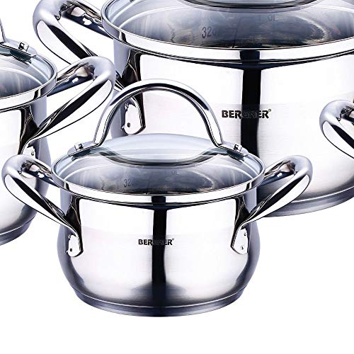 Bergner Q1263 BATERIA Cocina, Acero Inoxidable 18/10, 304 S/S, 8p