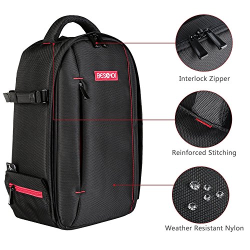 Beschoi - Mochila para Cámara Réflex y Accesorios, Mochila Viaje Impermeable para Canon Nikon Sony Pentax Cámara DSLR y Tableta Portátil, S