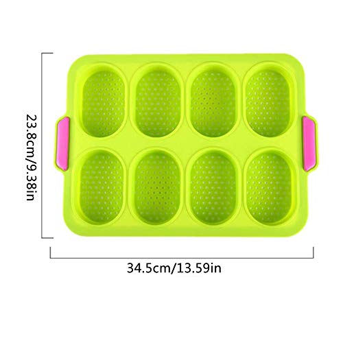 BESLIME Mini bandeja para hornear baguette, Molde para Baguette Perforada Antiadherente para Pasteles, Panes, Chocolates, Pasteles, 23.8 * 34.5 cm, Verde