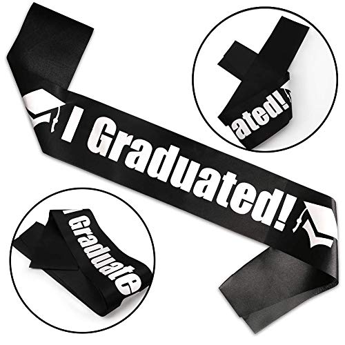 BESLIME Sombrero De Graduacion, 2Pcs Faja De Graduación, para Ceremonia Graduación Universitaria, Negro, Unisex, Tamaño Ajustable Sombrero Graduacion con Borla Negro