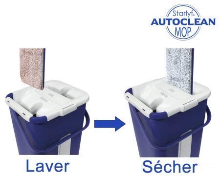 BEST DIRECT Autoclean Mop Original Visto en TV - Set de Mopa y Cubo de 2 Compartimientos - Autolimpieza Tejido de Microfibra para la Limpieza del Hogar, Baño, Piso, Rústico, Madera (Autoclean Mop)