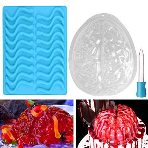 Besto nzon Conjunto de 2 gruseliges Cerebro Pudding Forma y silicona Gusano moho para Halloween O Piratas temas Fiestas