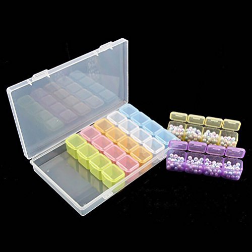 BESTOMZ Caja de Almacenamiento con 28 Compartimentos de Plástico para Guardar Joyas Cuentas Bolillos Bobinas (Multicolor)