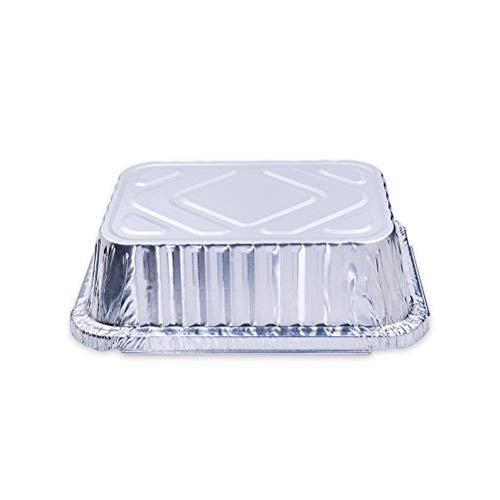 BESTONZON - 10 bandejas desechables de aluminio para barbacoa de 650 ml para bandeja de latas de repuesto con tapa