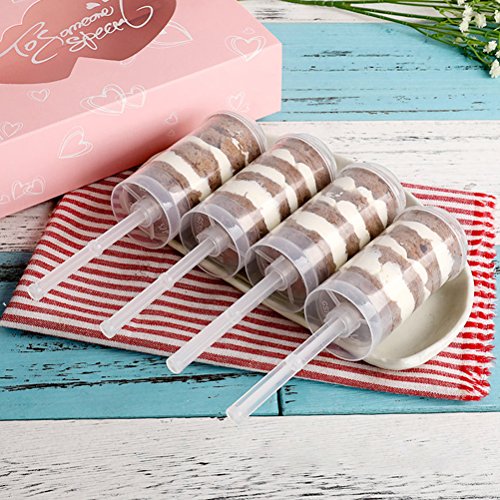 BESTONZON 20pcs Push-Up Cake Pop Shooter Pushable Cake Holders Push Cake Molder Rainbow Cake Pusher Push Pops Recipientes de plástico con tapas