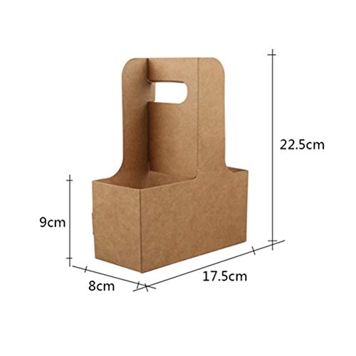 BESTonZON 5pcs 4 Taza de Papel Kraft Bebida Portador de café para Llevar Portador de Bebida para Llevar Titular con Asas Desechables