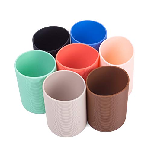 BESTONZON Fundas de silicona Botellas de silicona Botella de agua de cristal Soportes de protección Protección antideslizante para envases de bebidas (colores aleatorios)