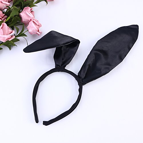 BESTOYARD 20cm Orejas de Conejo Hairbands Orejas de Conejo Lindo Diadema de Conejo Banda del Pelo del oído para la Fiesta de cumpleaños de Halloween Traje de Cosplay Accesorio (Negro)