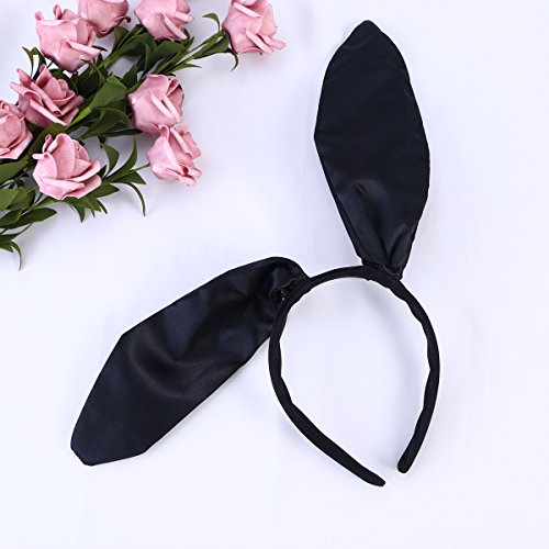 BESTOYARD 20cm Orejas de Conejo Hairbands Orejas de Conejo Lindo Diadema de Conejo Banda del Pelo del oído para la Fiesta de cumpleaños de Halloween Traje de Cosplay Accesorio (Negro)