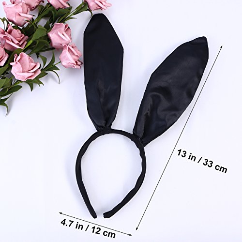 BESTOYARD 20cm Orejas de Conejo Hairbands Orejas de Conejo Lindo Diadema de Conejo Banda del Pelo del oído para la Fiesta de cumpleaños de Halloween Traje de Cosplay Accesorio (Negro)