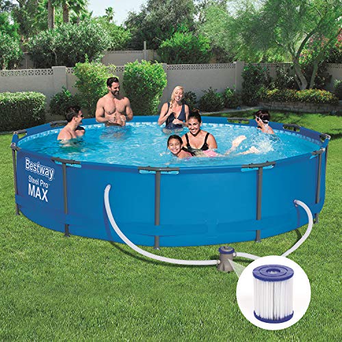 Bestway 56416 - Piscina Desmontable Tubular Steel Pro Max 366x76 cm Depuradora de Cartucho 1.249 litros/hora