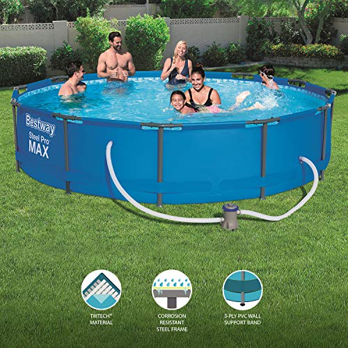 Bestway 56416 - Piscina Desmontable Tubular Steel Pro Max 366x76 cm Depuradora de Cartucho 1.249 litros/hora