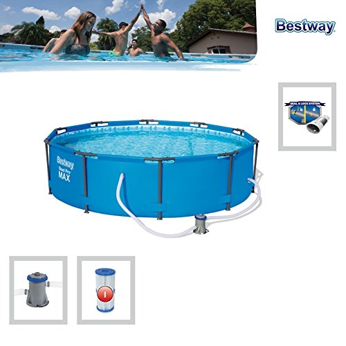 Bestway Steel Pro MAX Juego de Piscina con Marco de Acero con Bomba de Filtro, Azul, 305 x 76 cm