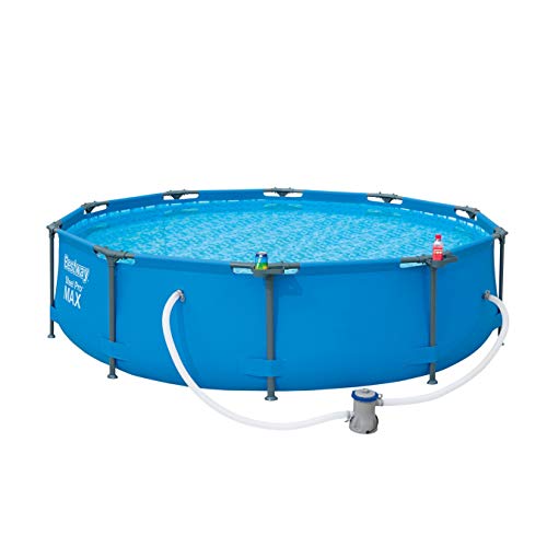 Bestway Steel Pro MAX - Piscina Redonda con Marco de Acero y Bomba de Filtro, 305 x 305 x 76 cm, Color Azul