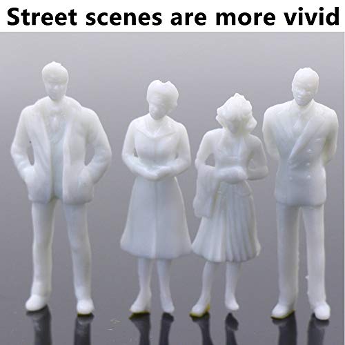 BESTZY 50pcs Modelo Blanco Architectural sin Pintar Tren Personas Figura Pasajeros 1: 50 Model Figures