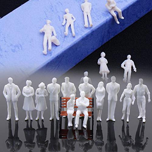 BESTZY 50pcs Modelo Blanco Architectural sin Pintar Tren Personas Figura Pasajeros 1: 50 Model Figures