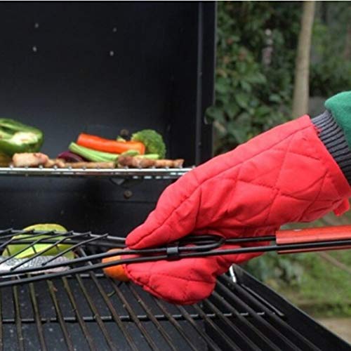 BESTZY Guantes de Horno de Cocina Manoplas de Barbacoa Silicona Resistentes al Calor para Cocinar Microondas Hornear Parrilla BBQ, 1 Par (Rojo)