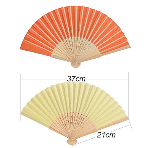 BETESSIN 24pcs Abanicos Plegables de Mano Abanicos de Papel y Bambú Paper Fan 8 Multi-Colores para Decoración Fiesta Baile Boda Casa Oficina DIY Regalo(8 Colores, 24pcs)