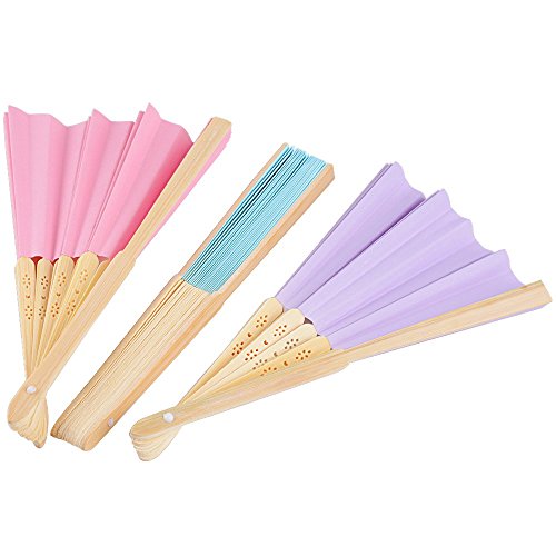 BETESSIN 24pcs Abanicos Plegables de Mano Abanicos de Papel y Bambú Paper Fan 8 Multi-Colores para Decoración Fiesta Baile Boda Casa Oficina DIY Regalo(8 Colores, 24pcs)