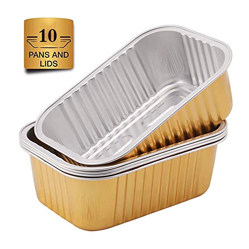 Betrothales 10 Unids Rectángulo Vasos De Aluminio Desechables con Tapa 700Ml Utensilios para Hornear Desechables para Hornear Cocción Congelación Y Almacenamiento De Alimentos Venta Inicio Uso Diario