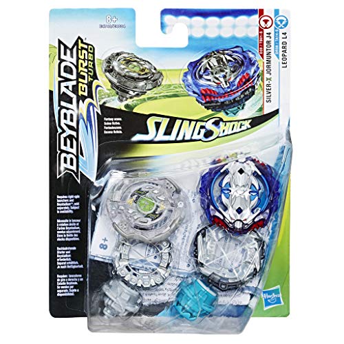 Beyblade Burst Turbo Sling Shock - Peonzas Silver X Jormuntor J4 y Leopard L4, sin Lanzador