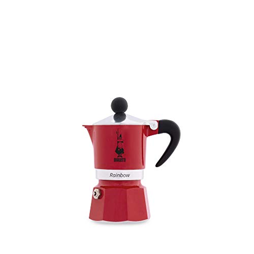 Bialetti Rainbow Cafetera Italiana Espresso, 1 Taza, Aluminio, Rojo