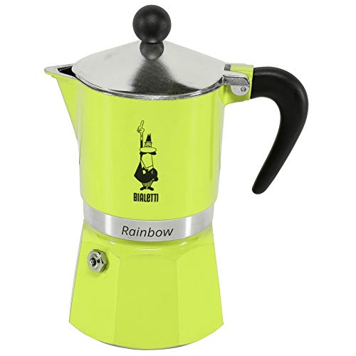 Bialetti Rainbow Cafetera Italiana Espresso, 3 Taza, Aluminio, Verde, 3 Tazas