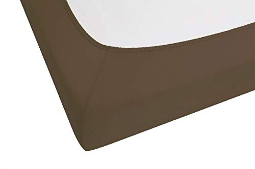 biberna 0077641 Sábana Bajera Ajustable Jersey-Elastic Topper (Altura del Topper 8-12 cm) (algodón / Elastano) 90x190 cm> 100x220 cm, marrón Ceniza