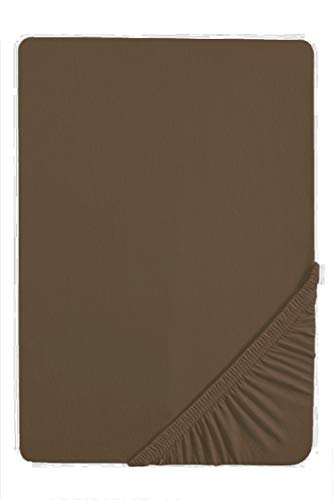 biberna 0077641 Sábana Bajera Ajustable Jersey-Elastic Topper (Altura del Topper 8-12 cm) (algodón / Elastano) 90x190 cm> 100x220 cm, marrón Ceniza