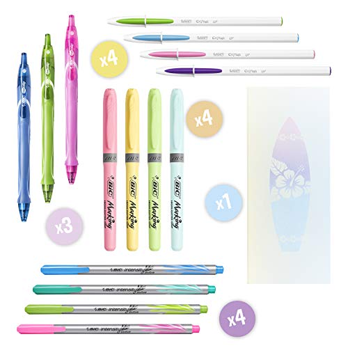 BIC Pastel Dream Kit con Bolígrafos, Rotuladores, Marcadores Pastel y Cuaderno - 16 unidades