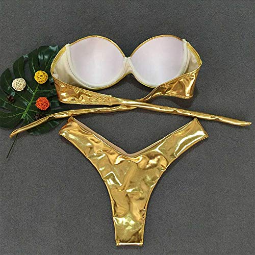 Bikini Bikini Traje De Baño Leopard Conjunto De Bikini Brasileño Traje De Baño De Mujer Push Up Traje De Baño Mujer Verano Ropa De Playa Biquini Al por Mayor L Golden