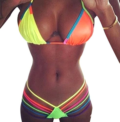 Bikini Fluor de Mujer para Verano y Playa. Conjuntos Bikini. (tirans Fluorescentes) - S