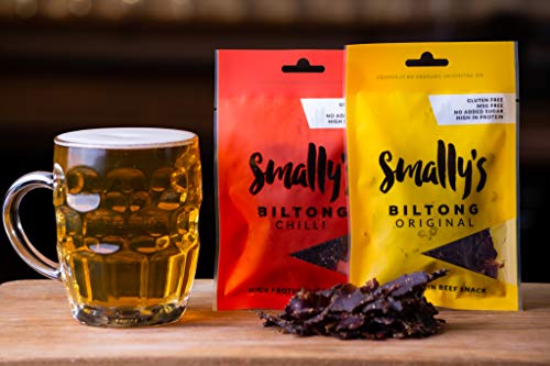 Biltong de Smally: Aperitivo original de carne de vacuno de alto contenido proteico, listo para comer, sin gluten, 250g