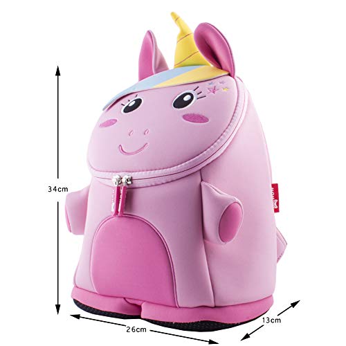 BINGONE Mochila Escolar para Niños Material de Buceo de Forma 3D Bordado Diseño Animal Unicornio